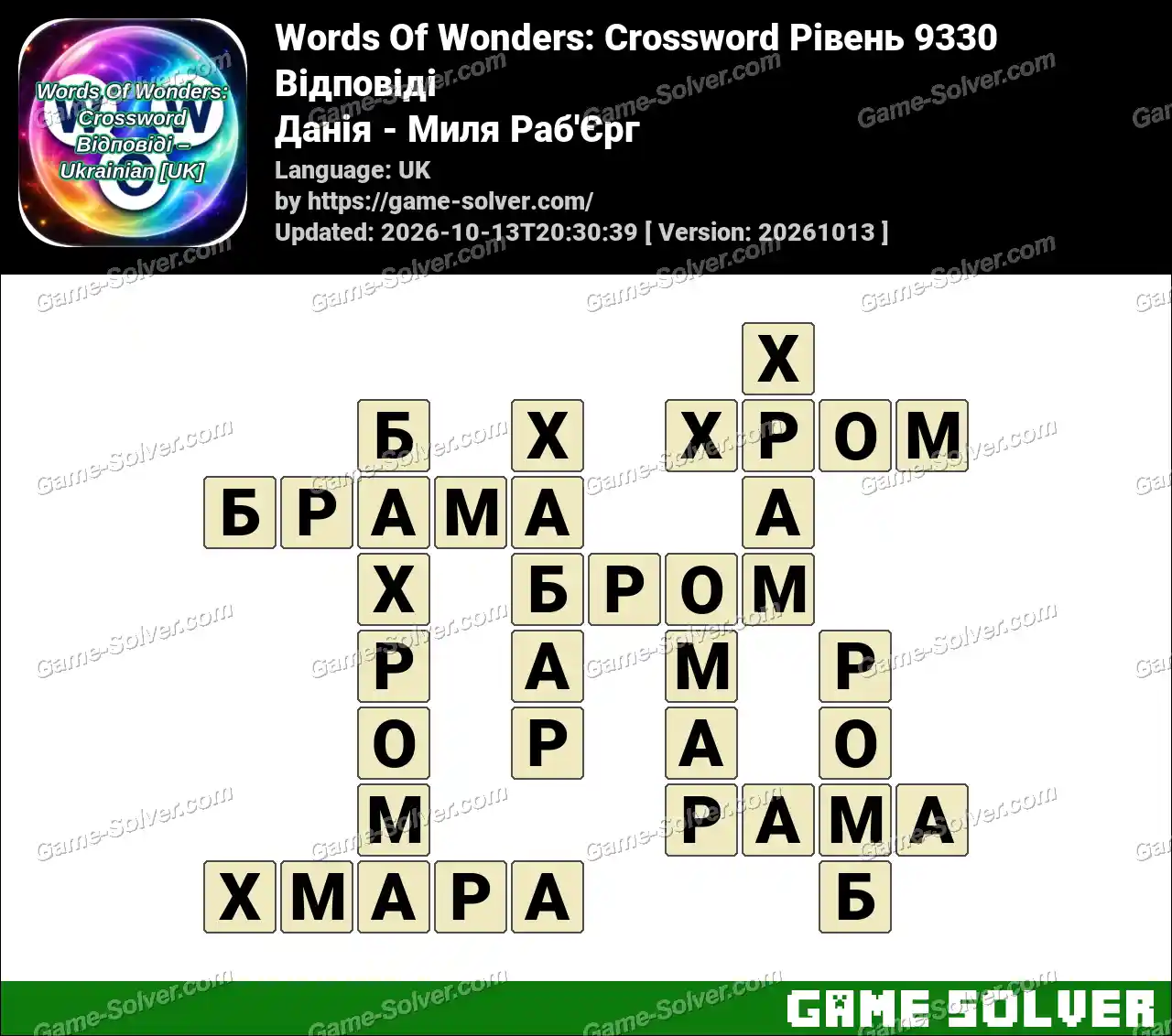 Words Of Wonders: Crossword Рівень 9330 Відповіді – Данія – Миля Раб’Єрг